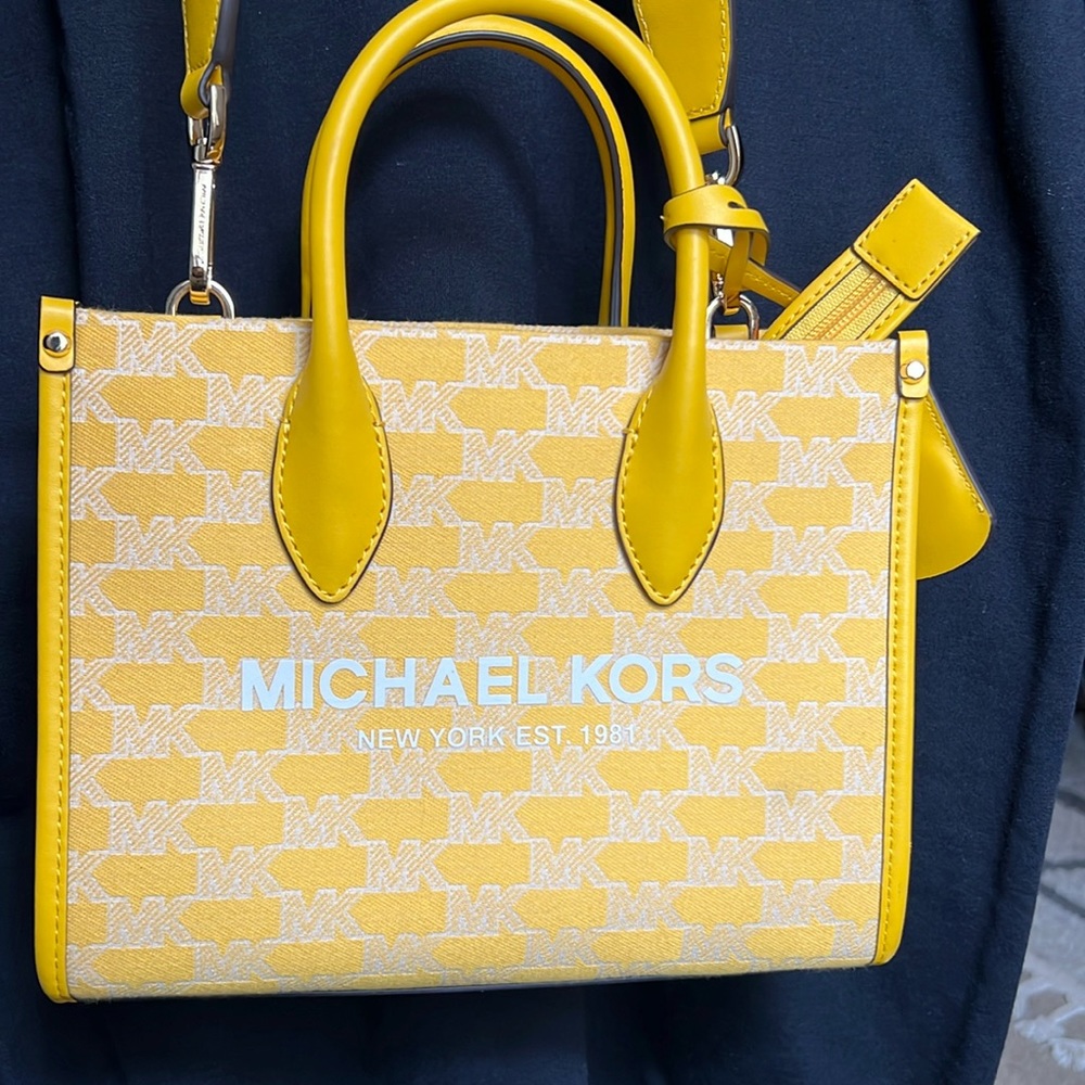 Authentic Michael Kors Mirella Small logo Jacquard crossbody bag